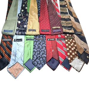 Lot 14 men's ties 100% Silk Wearable Craft Quilting Cutter Bulk Tie Lots - Picture 1 of 6