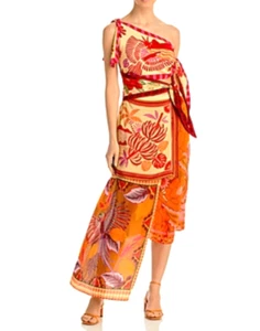 Farm Rio Forest Mixed Asymmetric Midi Dress MSRP $265 Size L # 12B 2188 Blm - Picture 1 of 6