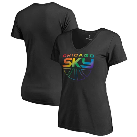 Women's Fanatics Branded Black Chicago Sky Team Pride Wordmark V-Neck T-Shirt Cover