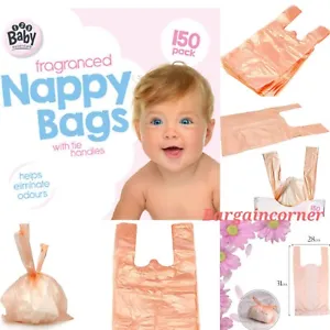 Nappy Bags With Tie Handle Fragranced Baby Nappies Wipe Sacks Nappy Disposal Bag - Picture 1 of 8