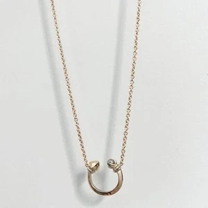 Rebecca Minkoff Gold Tone Long Cuff Pendant Necklace with Black Pearl & Hematite - Picture 1 of 4