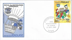 Donald Duck Festival Happy Birthday Party With Cake Disney Togolaise FDC 1984 - Picture 1 of 1