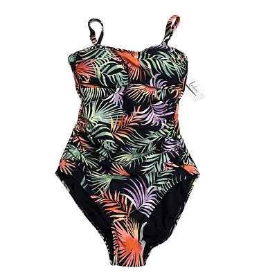 Leilani Tropical Print One Piece Swimsuit Ruched Tummy Control Size 6 - Image 1 of 4