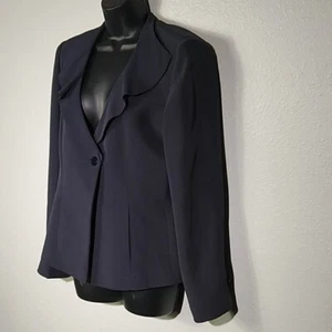 Armani Collezioni Draped Lapel Silk Blazer Womens 12 Charcoal Gray Professional - Picture 1 of 7