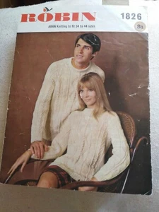 Knitting Pattern - Unisex Man's Ladies Aran Jumper - Pattern Size 34 - 44 Inches - Picture 1 of 1