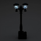 Poteau de lampe noir double éclairage échelle minifig (lumière froide/blanche) - compatible LEGO