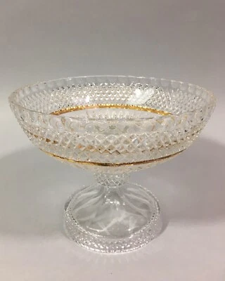 Belle ancienne COUPE sur piédouche CRISTAL taillé ciselé POINTE DIAMANT c1930/40 - Photo 1/4
