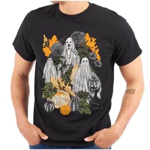 Spooky Fall Leaves Autumn Halloween Ghosts Womens or Mens Crewneck T Shirt Tee - Picture 1 of 7