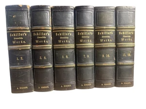 1855 Schiller Sämtliche Werke Complete 12 Vols in 6 Leather Bound Cotta VG+ - Picture 1 of 12