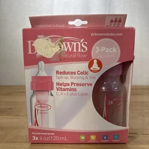 Dr. Brown's Natural Flow Anti-Colic Babyflaschen - Pink - 4oz - 3er Pack - Bild 1 von 12