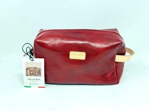 Moscardini Firenze italienische Leder Dopp/Kulturtasche rot, Made in Italy Neu mit Etikett - Bild 1 von 11