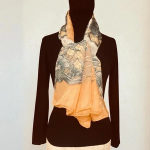 HERMES Mousseline Seidentuch Chiffon Schal orange gelb Luna Park 140 - Bild 1 von 22