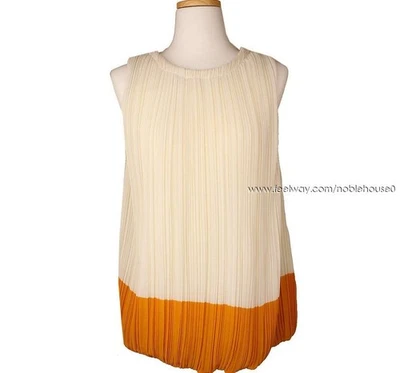 Blusa plissada Sonia Rykiel Sonia Rikiel marfim e mostarda sem mangas 36 26807162 - Imagem 1 de 4