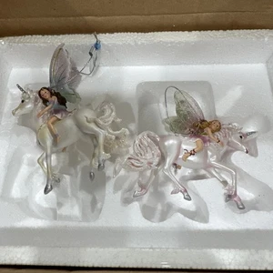 2007 Bradford Enchanted Flights Ornaments Fairies And Unicorns - Picture 1 of 5