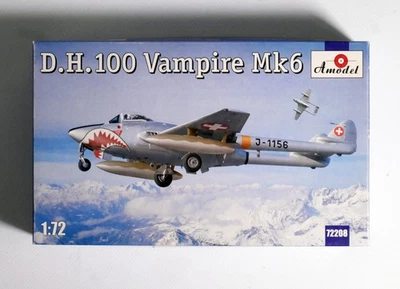 De Havilland D.H.100 Mk6 Vampire Swiss Air Force Amodel 1/72 + Resina Pavla - Immagine 1 di 2