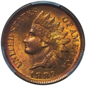 1889 Indian Head Cent MS64RB PCGS & CAC – Stunning Gem Gorgeous Toning - Picture 1 of 5