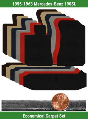 Juego de alfombrillas Velourtex personalizadas para Mercedes-Benz 190SL '55-63 (3 piezas) #XE2 Foto 1 de 4
