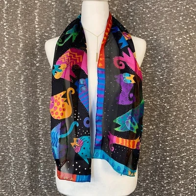 Bufanda retro vintage Laurel Burch para gato colorida boho envolvente rectangular Foto 1 de 4