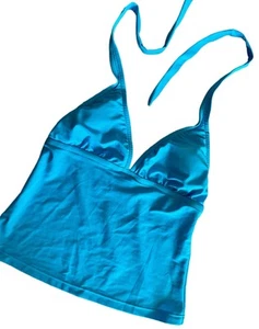 Sunsets Women's Swim Tankini Top Size L Turquoise Blue V-Neck Tie Strap - Picture 1 of 4