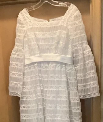 Vintage Wedding Dress 60’s Tiered Lace BOHO Ruffle Romantic Layered - Image 1 of 4