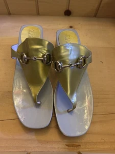 Seltene Gucci Horsebit Holz Sandalen Gold Größe 6B authentische Designer Schuhe - Bild 1 von 10