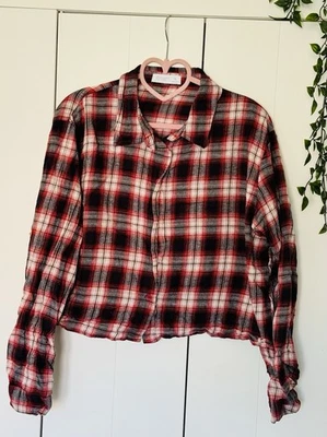 Ladies Primark Shirt Size 16 Checked Plaid Tartan Shirt Cropped Top 16 Cowgirl - Image 1 of 4