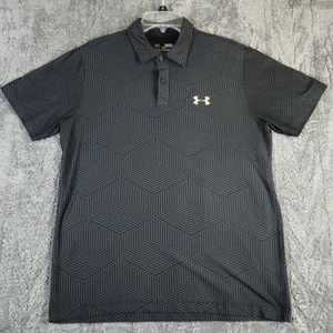 Camisa Polo Under Armour Para Hombres 2XL Negra Gris Geométrica Golf Rendimiento Calce Suelto - Imagen 1 de 7