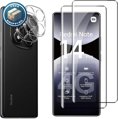 2 Pezzi Vetro Temperato per Xiaomi Redmi Note 14 Pro 5G Pellicola Protettiva Acc - Immagine 1 di 4