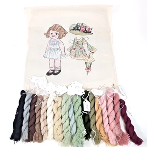 LANI Hand Painted Needlepoint Canvas AND Floss Thread Girl Clothes Rose Hat Slip - Picture 1 of 15