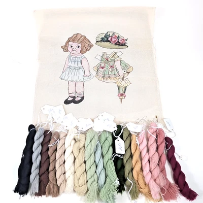LANI Hand Painted Needlepoint Canvas AND Floss Thread Girl Clothes Rose Hat Slip - Image 1 of 4