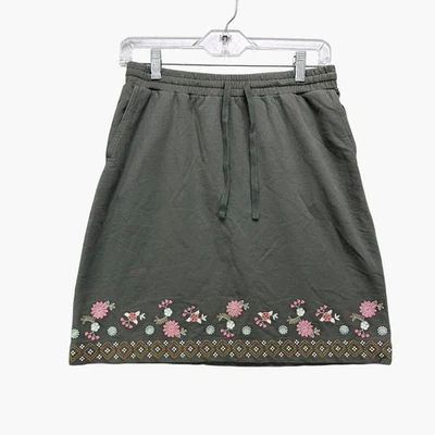 Falda J Jill Mujer Extra Pequeña Pequeña Verde Bordada Floral Bolsillos Foto 1 de 4