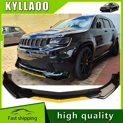 Kits de alerón divisor de labios para parachoques delantero negro/amarillo para Jeep Grand Cherokee Foto 1 de 4