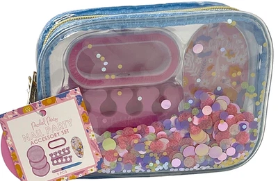 Kit de unhas para festa embalado conjunto com 9 peças bolsa de confete azul | Manicure Pedicure presente viagem - Imagem 1 de 4