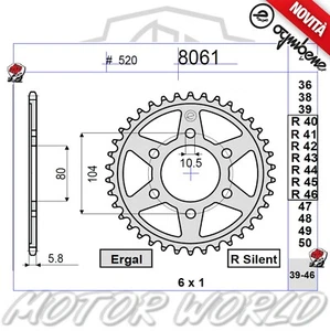 CORONA IN ACCIAIO OGNIBENE 46 DENTI KAWASAKI Z 750 2004 2005 2006 2007 2008 2009 - Foto 1 di 1