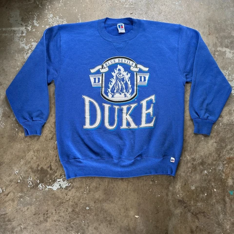 VTG Duke Sweatshirt Mens 2XL XXL Blue Devils Russell Athletic USA Made 90s NCAA Cover