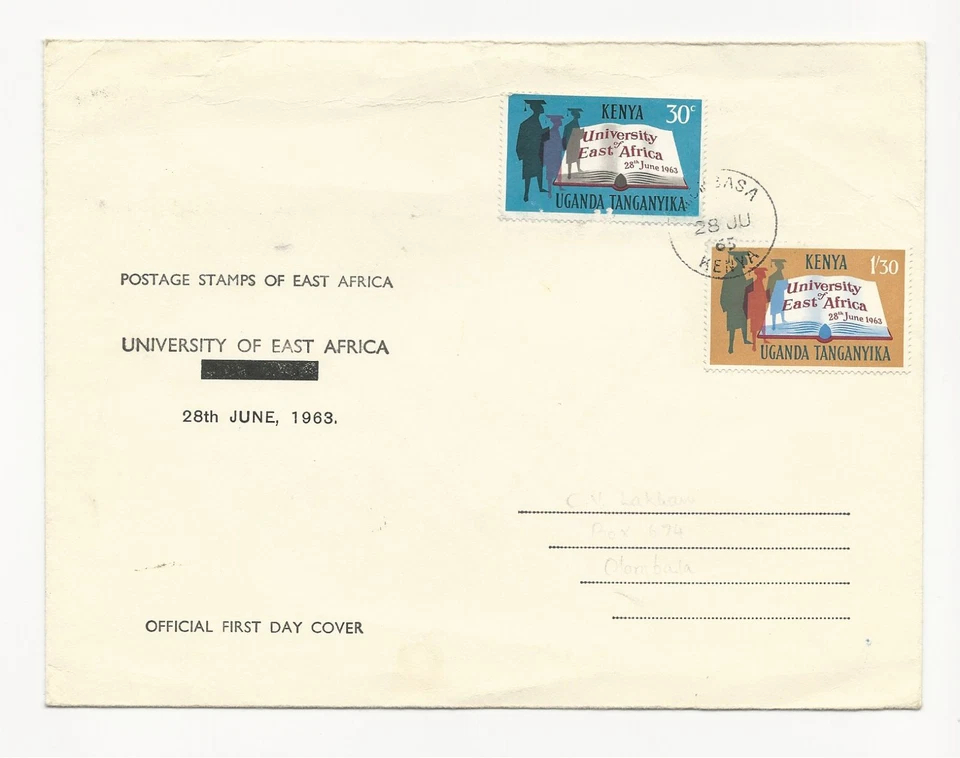 EAST AFRICA KENYA UGANDA TANGANYIKA SCOTT # 140 & 141 OFFICIAL FIRST DAY COVER - Image 1 of 1