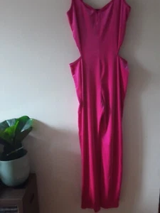 Nasty Gal Jumpsuit Hot Pink Velour Womens Size UK 10 Stretch New Tag - Picture 1 of 18
