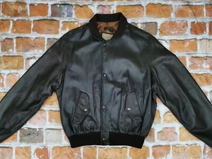 Chevignon World Traveler Vintage Leather Jacket Porte Avion Brown Size L Tip Top - Picture 1 of 7