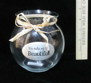 Rose Bowl You Make My Life Beautiful Metal Plaque Vase Decorative Ganz NOS - Picture 1 of 4