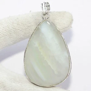 Colgante de piedras preciosas de larsonita natural hecho a mano enchapado en plata 925 talla 2,7" - Imagen 1 de 3