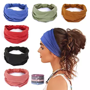 6 Pack Wide Headbands for Women Non Slip Soft Elastic Hair Bands Yoga Running Sp - Picture 1 of 12