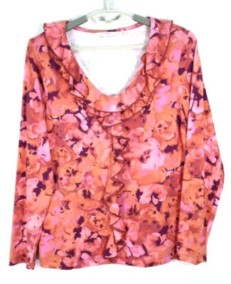 Женская хлопковая модальная блузка ISAAC MIZRAHI с длинным рукавом с оборками цветочный узор размер XL - Изображение 1 из 4