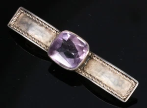 BAUHAUS Design Brosche PERLI 835 Silber Amethyst signiert Art Deco ~1930 brooch - Bild 1 von 7