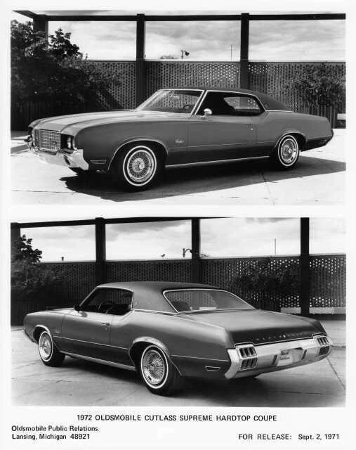 1972 Oldsmobile Cutlass Supreme Hardtop Coupe Press Photo 0346 - Image 1 of 1