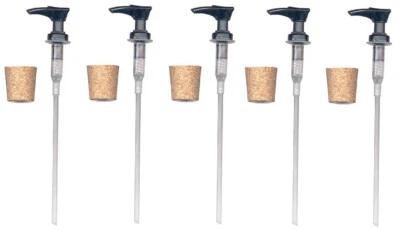 Black Plastic Lotion Soap Dispenser Pump Tops w/ Cork Stopper - 5 Pack - Image 1 of 3