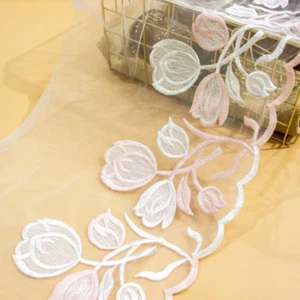 Lace Embroidered Fabric Trim Ribbon DIY Thin Applique Ethnic Sewing Trim Craft - Picture 1 of 10