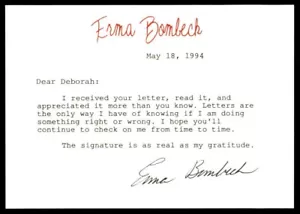 Carte signée Erma Bombeck 4x6 auto autographe JSA - Photo 1/3
