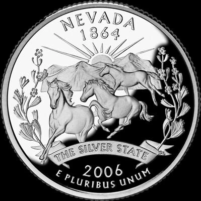 A 2006 S Nevada 90% SILVER Deep Cameo "PROOF" State Quarter US Mint Coin - Image 1 of 3