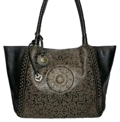 BRIGHTON FERRARA COLL. BOLSO DE MANO RAFAELA 3D LATÓN TACHONADO BRONCE MEDALLÓN $460 Foto 1 de 4