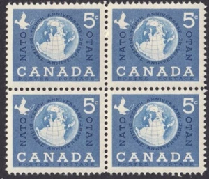GLOBE, NATO Canada 1959 #384 MNH Block of 4 - Afbeelding 1 van 1